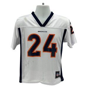 Vintage Reebok Boys Large Jersey Champ Bailey Denver Broncos White Mesh NFL